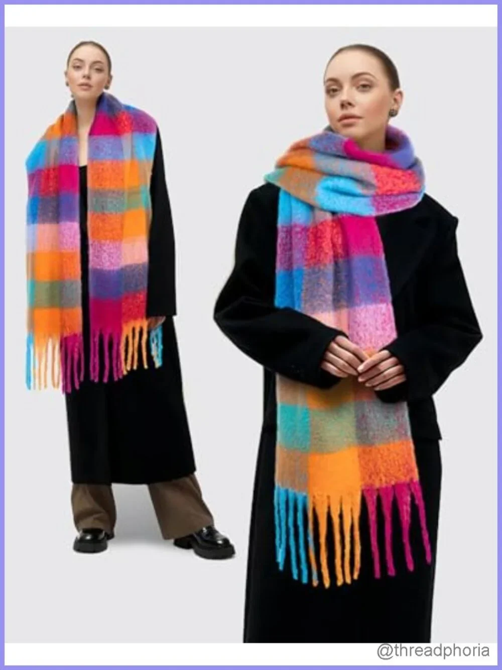 Women's Chunky Winter Scarf Oversized Blanket Wrap Long Tassel